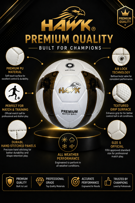 Premium Hand-Sewn Football | Japanese Microfiber PU | Hawk® Official Match Ball