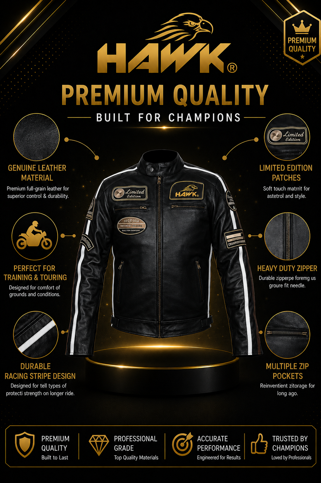 Motorcycle jacket Windproof stretch textile jacket of High Quality Brand Hawk ®