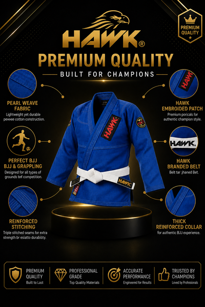 HAWK® Brazilian Ju Jutsu Martial Arts Suit – Double-Stitched 100% Cotton