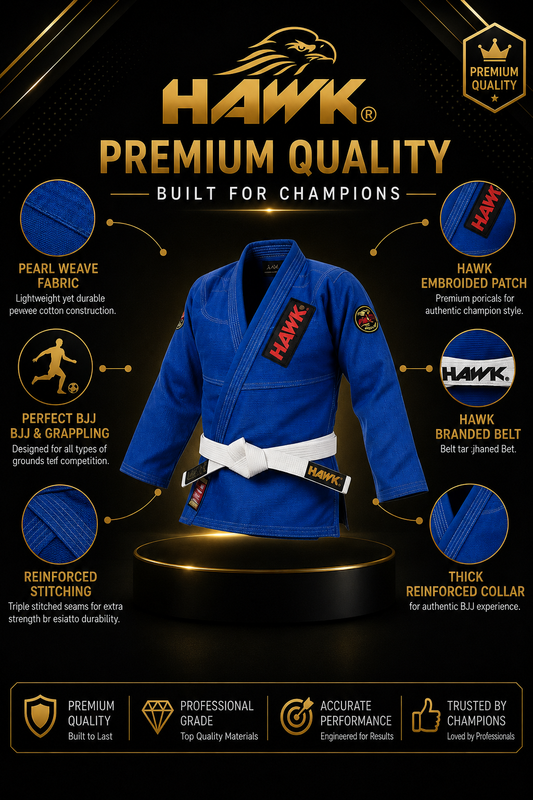 HAWK® Brazilian Ju Jutsu Martial Arts Suit – Double-Stitched 100% Cotton