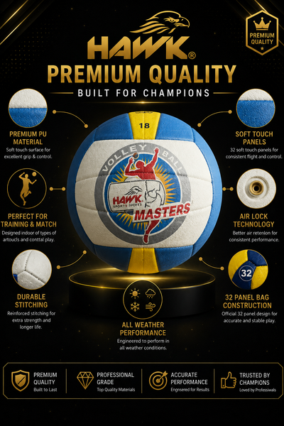 Master Volleyball Ball – 32 Panel Soft Touch | Hawk Brand | Official Size & Durable Design